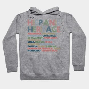 Hispanic Heritage Month Latino All Countries Names Hoodie